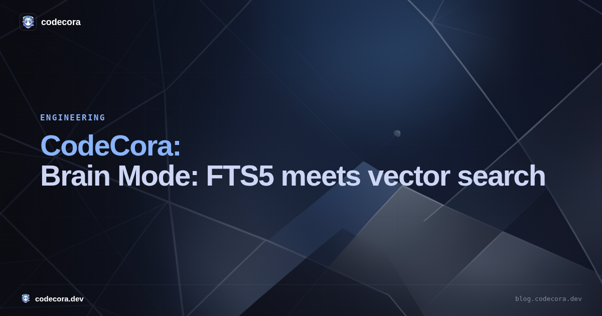 Cora Code Brain Mode: FTS5 meets vector search