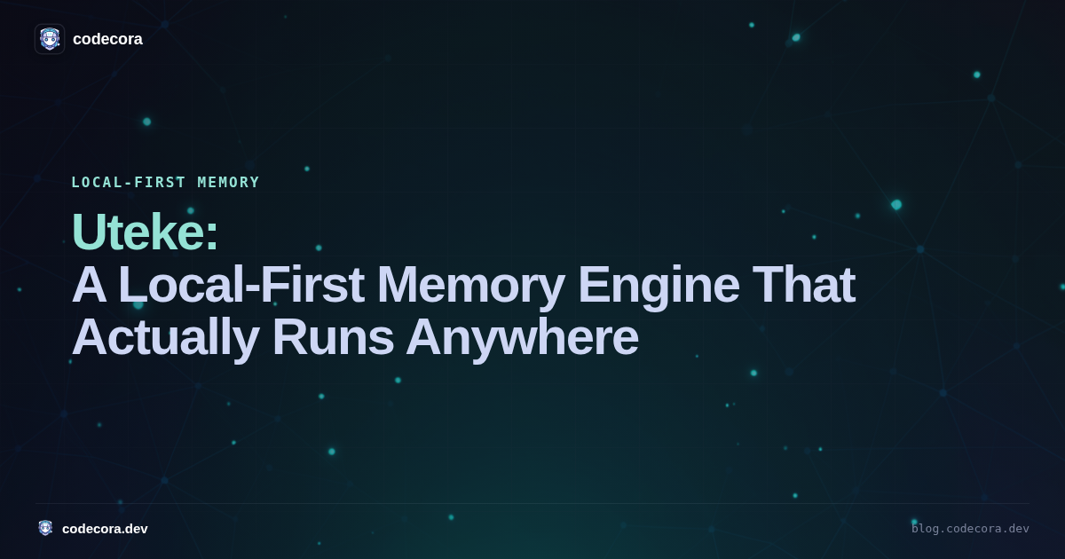 Uteke memory engine dashboard showing 45ms recall speed